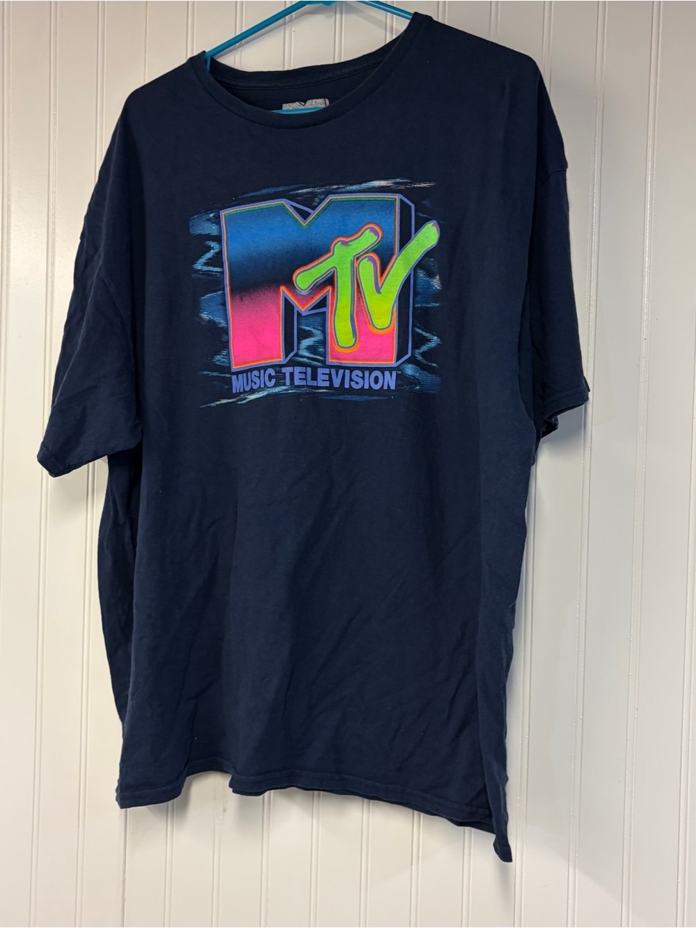 MTV Neon Logo Navy T-Shirt XXL